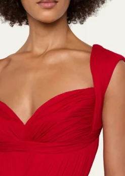 Pamella RolandSleeveless Ruched Chiffon Cape Gown