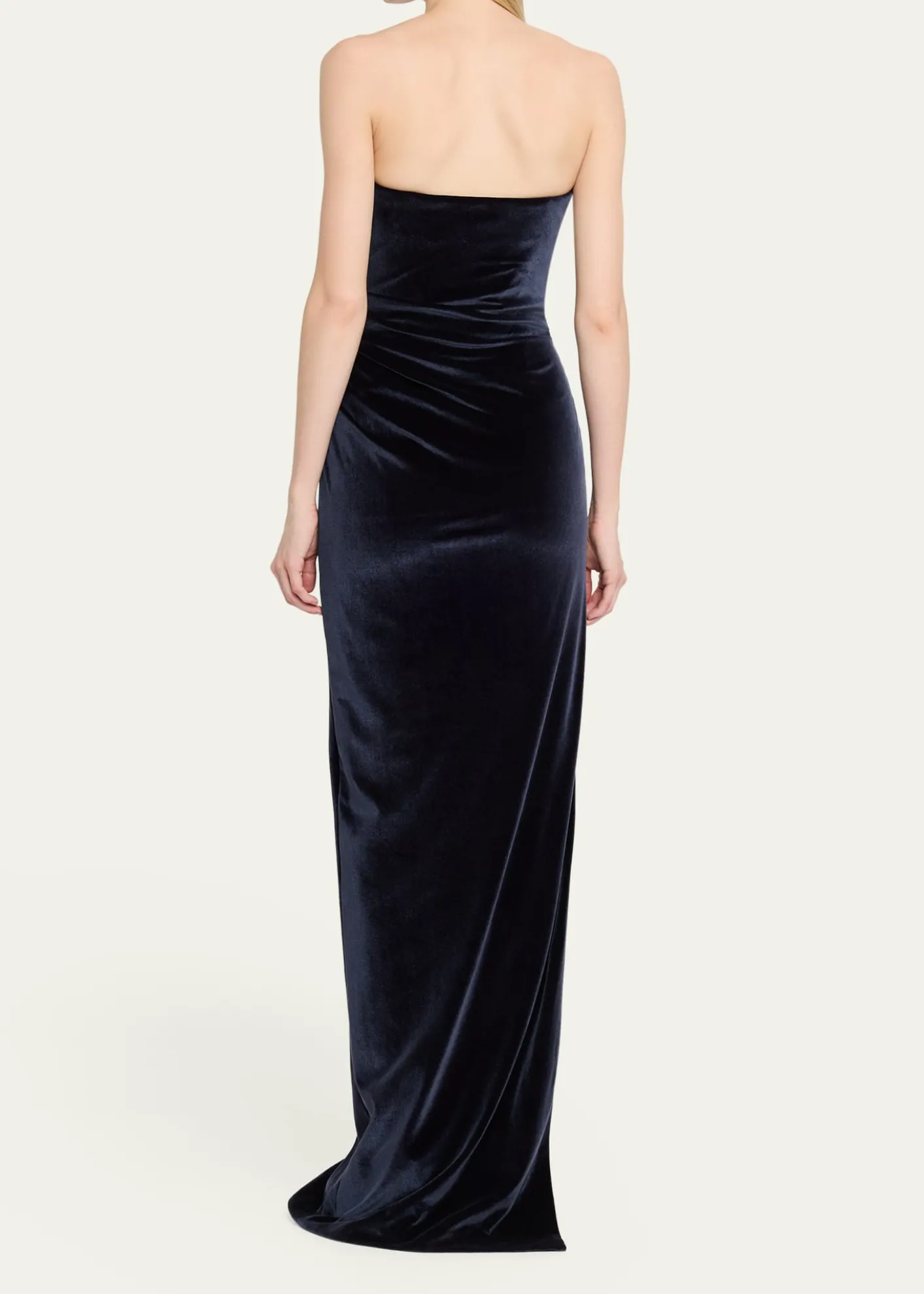 Pamella RolandStrapless Crystal Embellished Velvet Column Gown