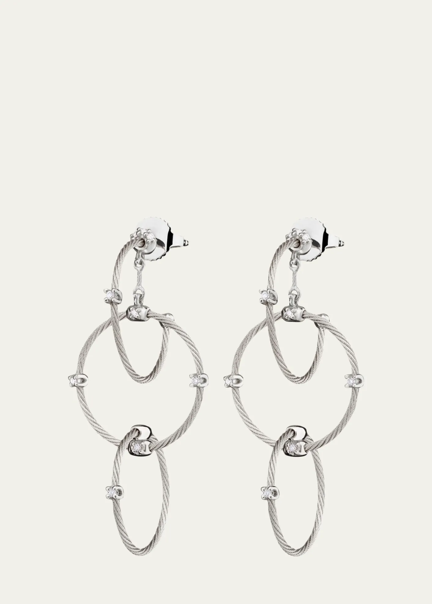 Paul Morelli18K White Gold Diamond Triple Unity Rain Chain Earrings