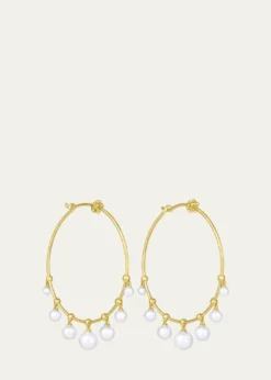 Paul Morelli18K Yellow Gold Wind Chime Earrings with Akoya Pearls, 36mm
