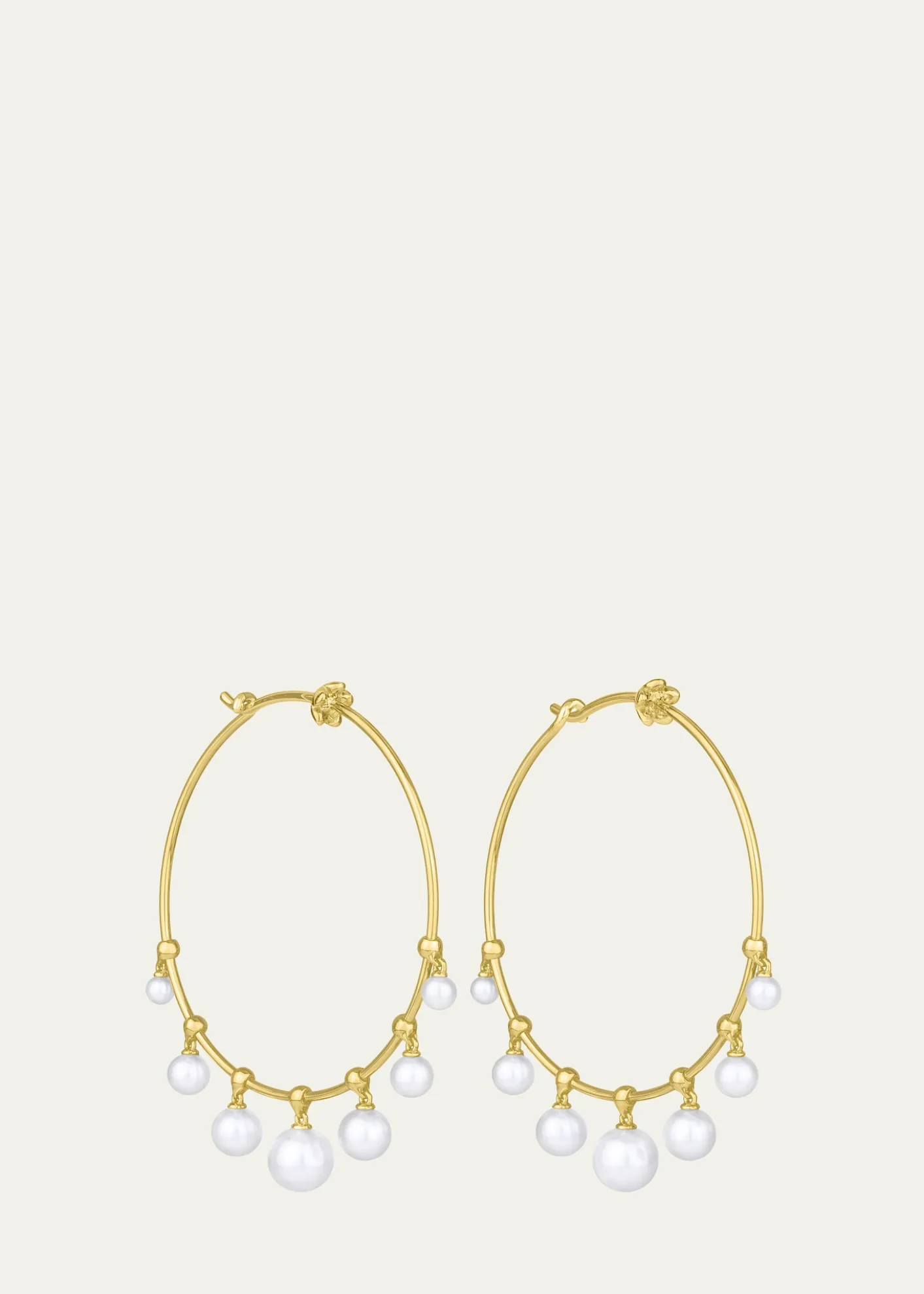 Paul Morelli18K Yellow Gold Wind Chime Earrings with Akoya Pearls, 36mm