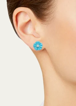 Paul MorelliDiamond and Turquoise Flower Stud Earrings