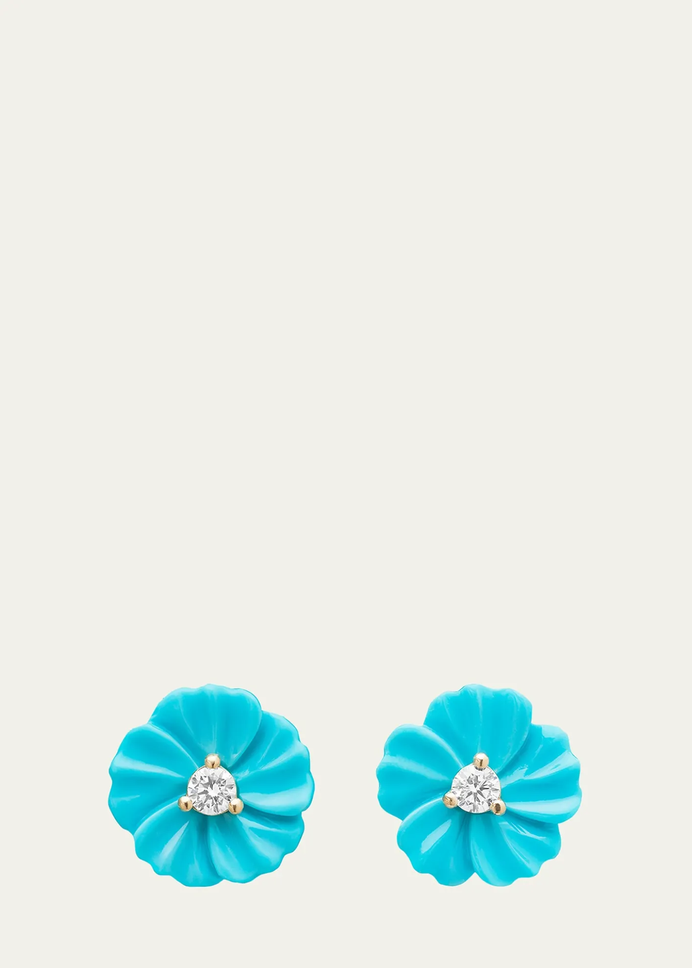 Paul MorelliDiamond and Turquoise Flower Stud Earrings