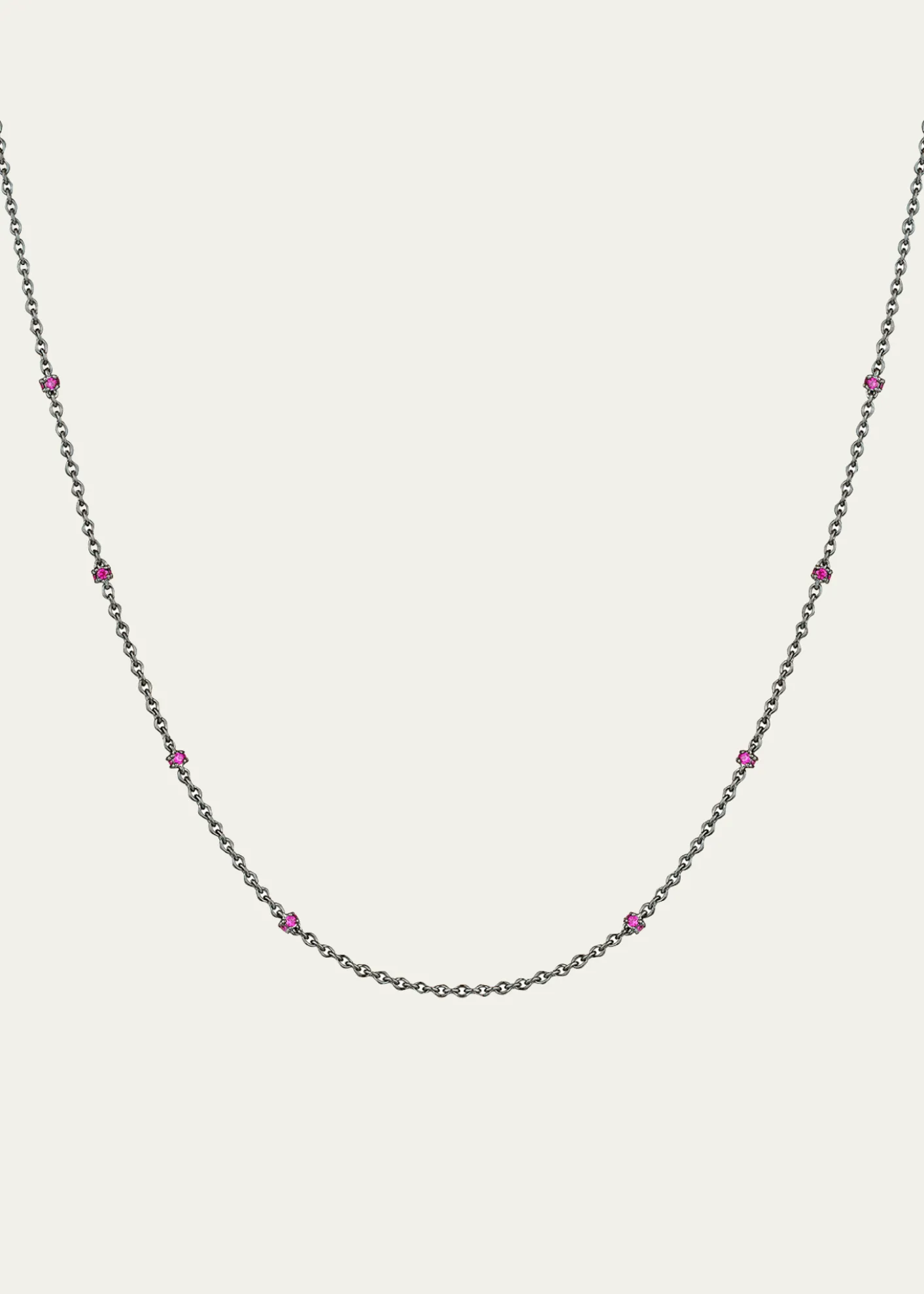 Paul Morelli18K White Gold Ruby Chain Necklace, 24"L