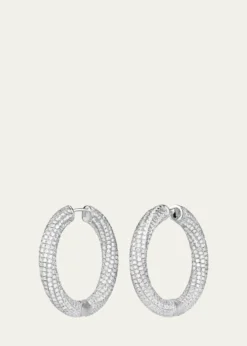 Paul Morelli18K White Gold Ultimate Pave Diamond Hoop Earrings, 30mm