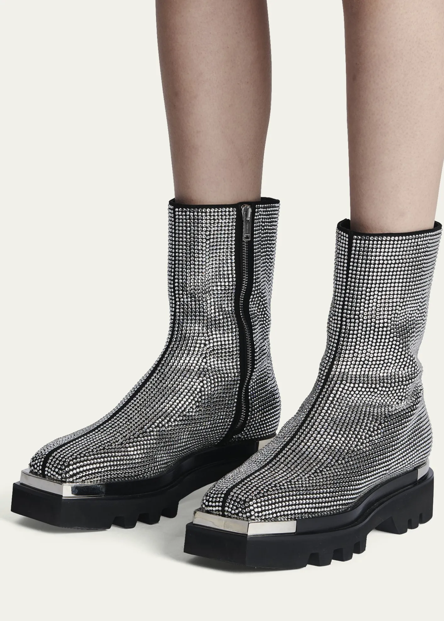 Peter DoCrystal Stud Zip Combat Boots