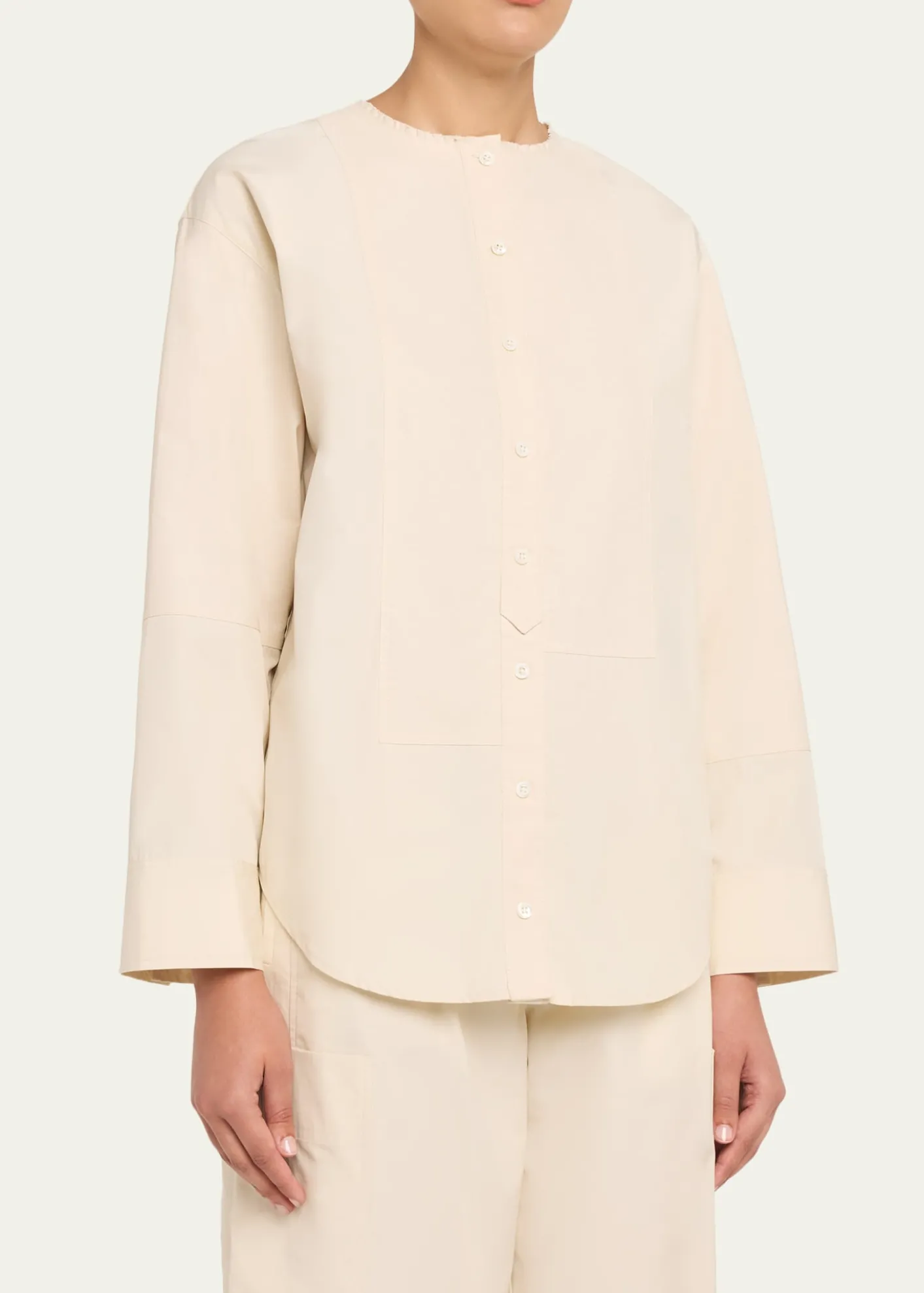3.1 Phillip LimCollarless Cotton Poplin Shirt