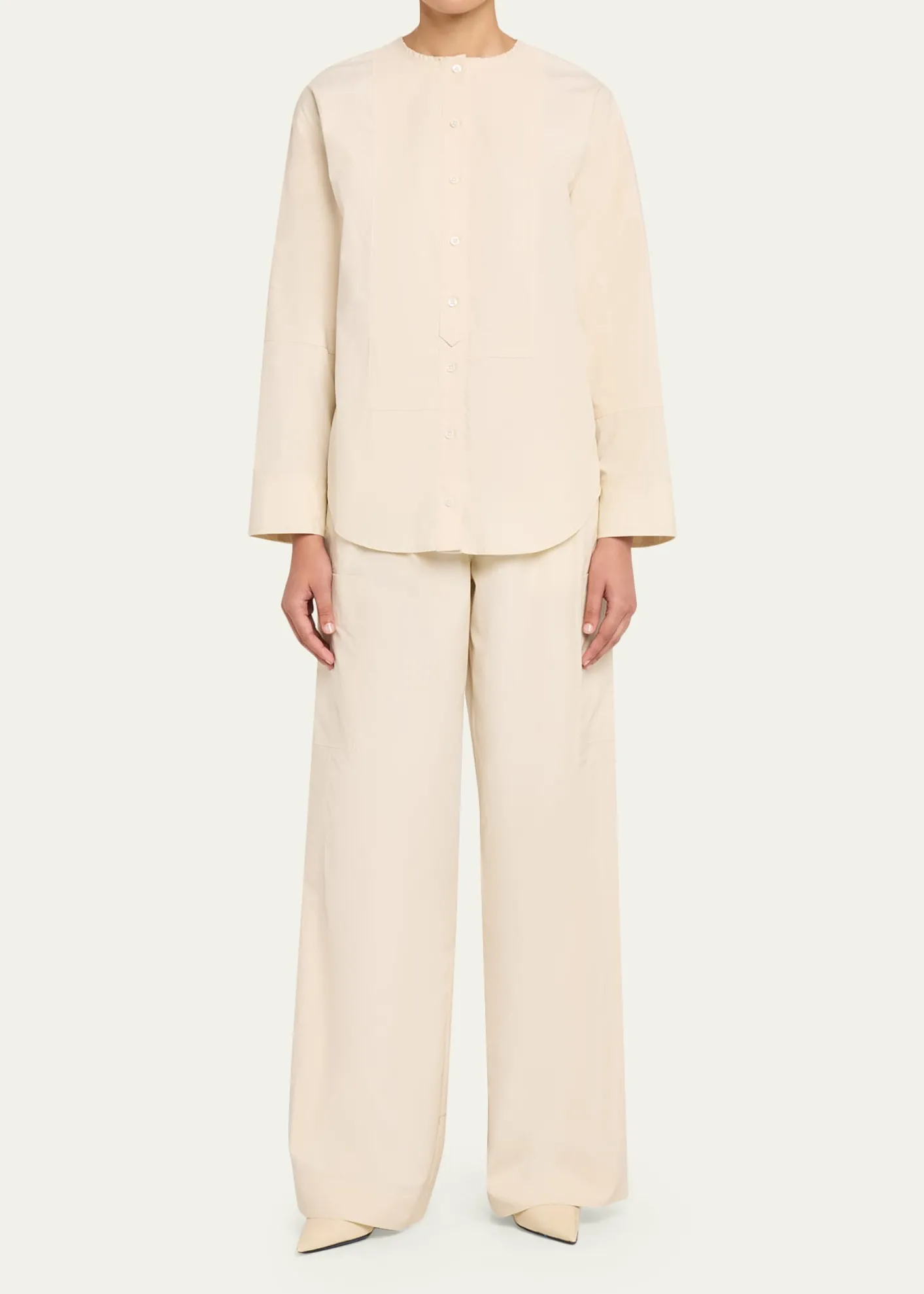 3.1 Phillip LimCollarless Cotton Poplin Shirt