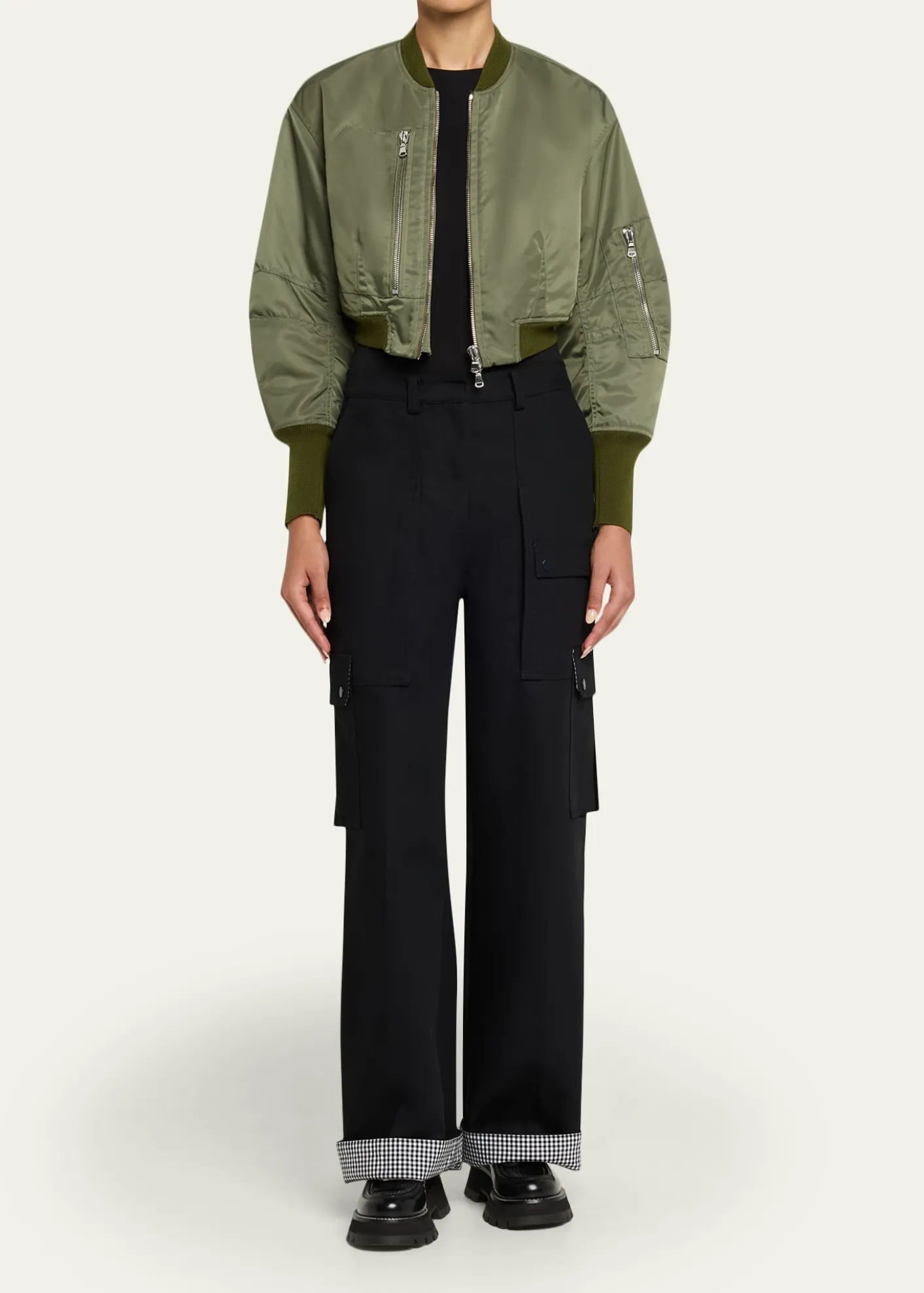 3.1 Phillip LimCropped Nylon Bomber Jacket