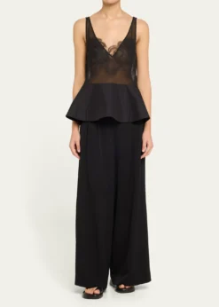 3.1 Phillip LimLace Peplum Sheer Silk Tank Top