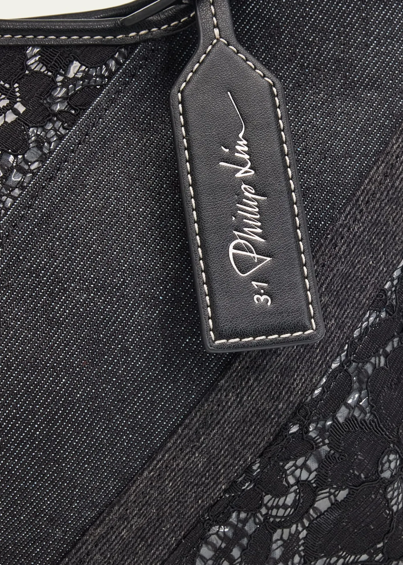 3.1 Phillip LimPatchwork Lace & Denim Mini Market Tote Bag