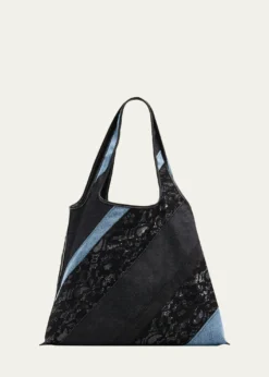 3.1 Phillip LimPatchwork Lace & Denim Market Tote Bag