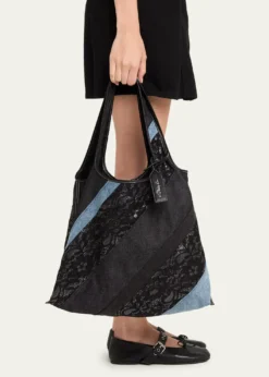 3.1 Phillip LimPatchwork Lace & Denim Market Tote Bag