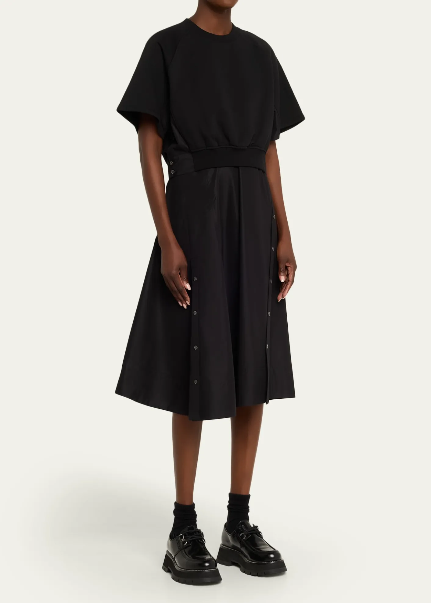 3.1 Phillip LimShort-Sleeve Combo Midi Dress
