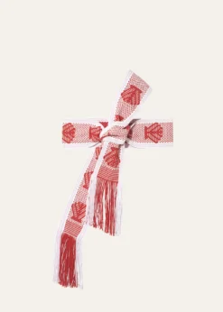 Pippa HoltHandwoven Wide Pink, White and Red Shells Belt