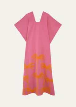 Pippa HoltThree Panel Embroidered Palm Tree Midi Kaftan