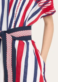 Pippa HoltThree-Panel Striped Embroidered Midi Kaftan