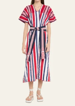 Pippa HoltThree-Panel Striped Embroidered Midi Kaftan