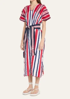 Pippa HoltThree-Panel Striped Embroidered Midi Kaftan
