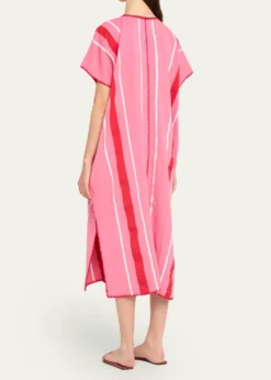 Pippa HoltTwo-Panel Striped Midi Kaftan with Laced Detailing