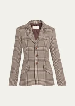 6397Plaid Double-Face Wool Blazer
