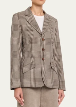 6397Plaid Double-Face Wool Blazer