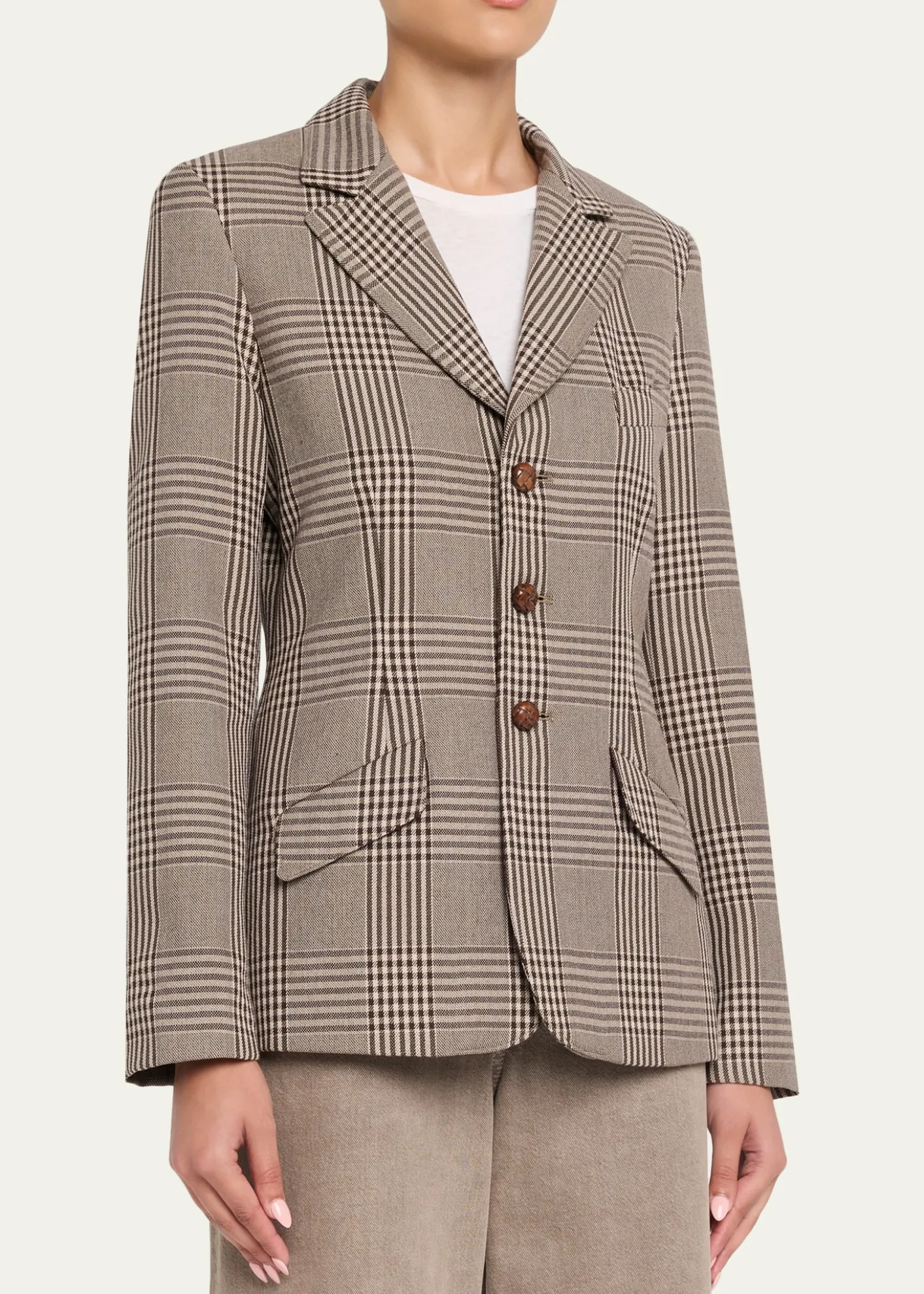 6397Plaid Double-Face Wool Blazer