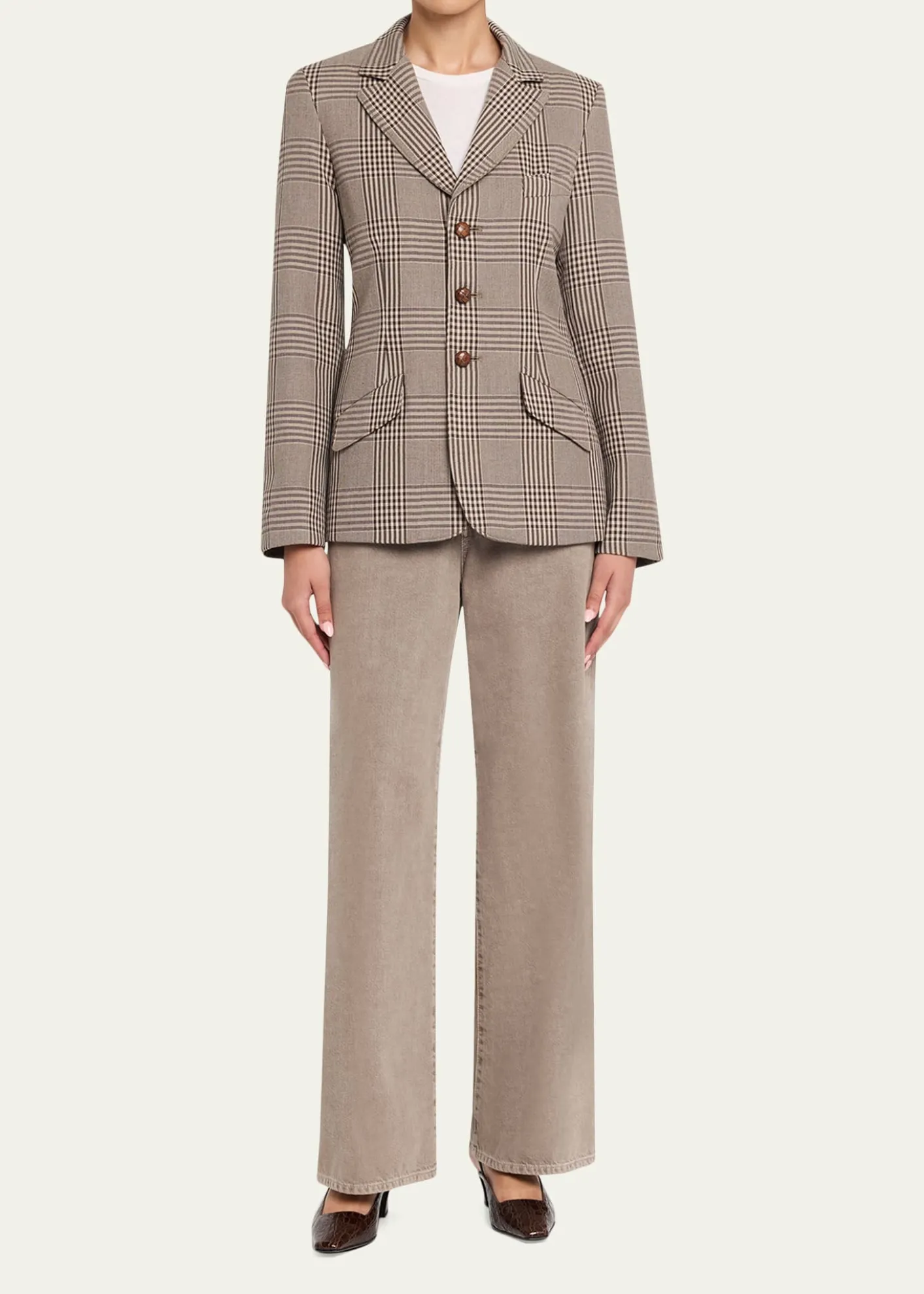 6397Plaid Double-Face Wool Blazer