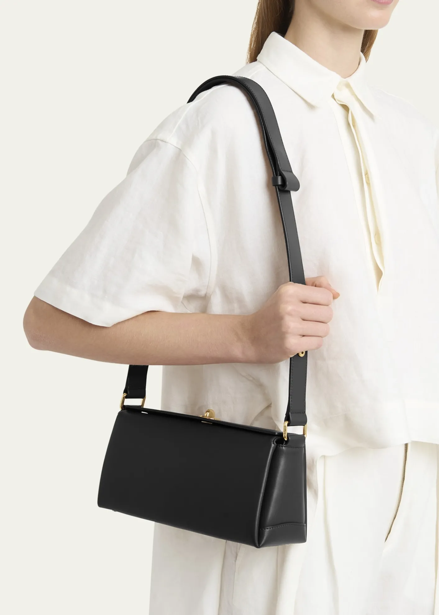 Plan CFolded Leather Shoulder Bag