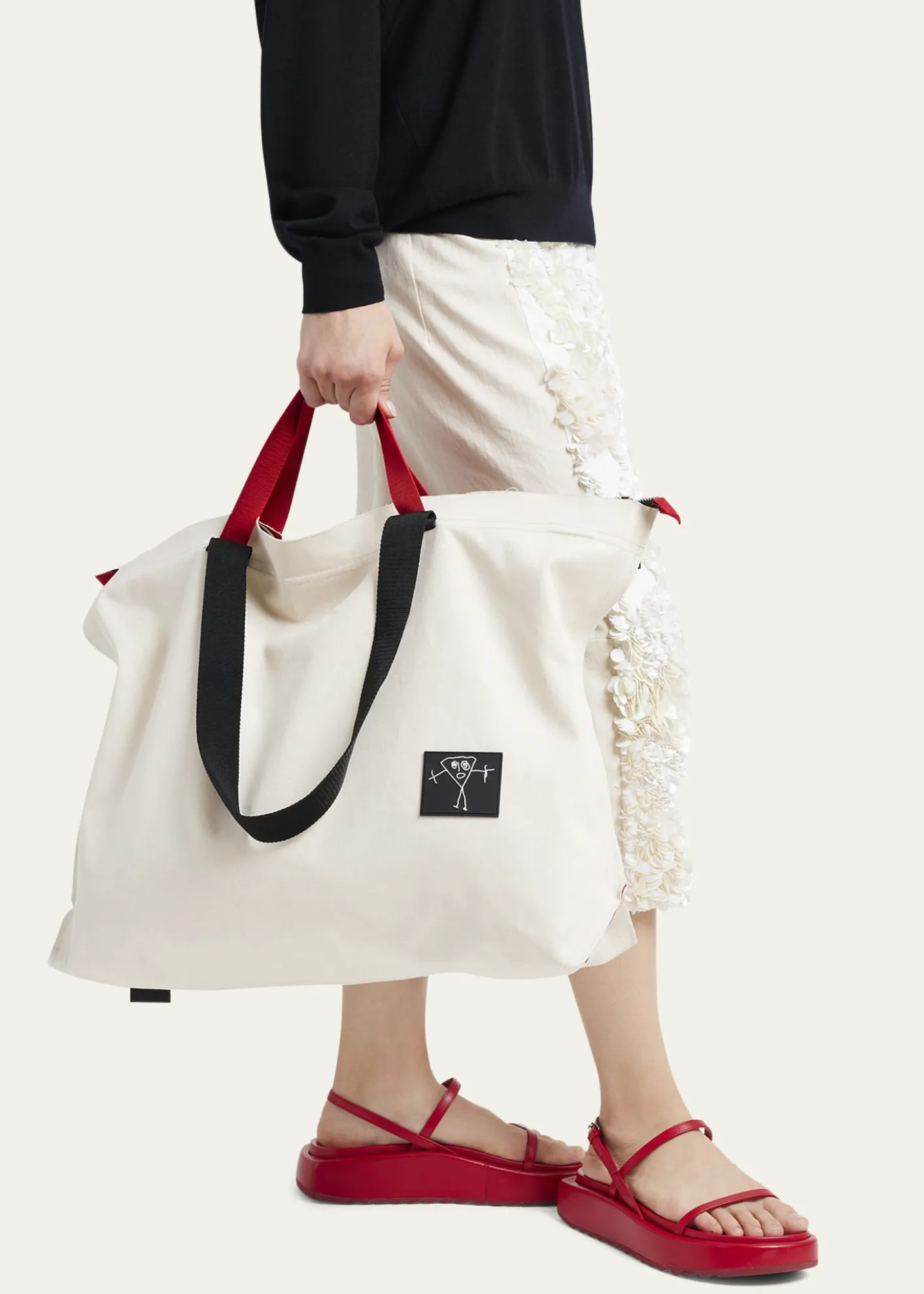 Plan CLarge Pili and Bianca Canvas Shopper Tote Bag