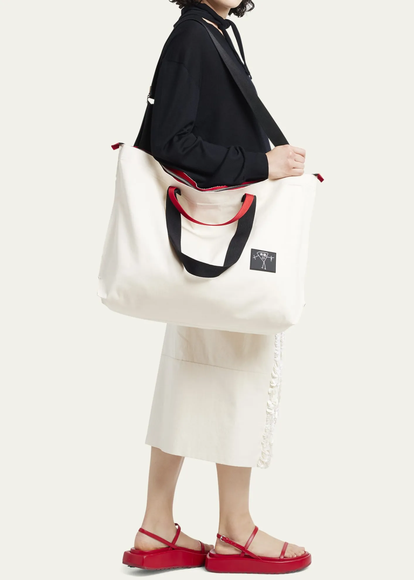 Plan CLarge Pili and Bianca Canvas Shopper Tote Bag