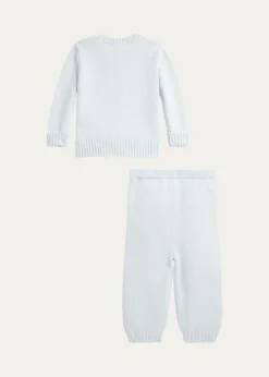 Polo Ralph LaurenBoy's Flag Bear Intarsia Knit Sweater and Pants Set, Size 3M-24M