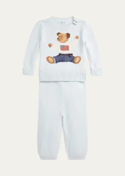 Polo Ralph LaurenBoy's Flag Bear Intarsia Knit Sweater and Pants Set, Size 3M-24M