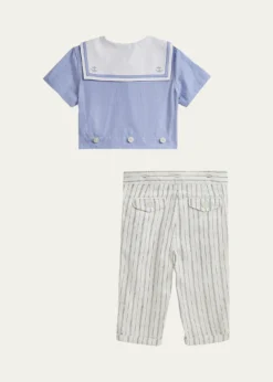 Polo Ralph LaurenBoy's Sailor Shirt & Striped Trousers Set, Size 3M-24M