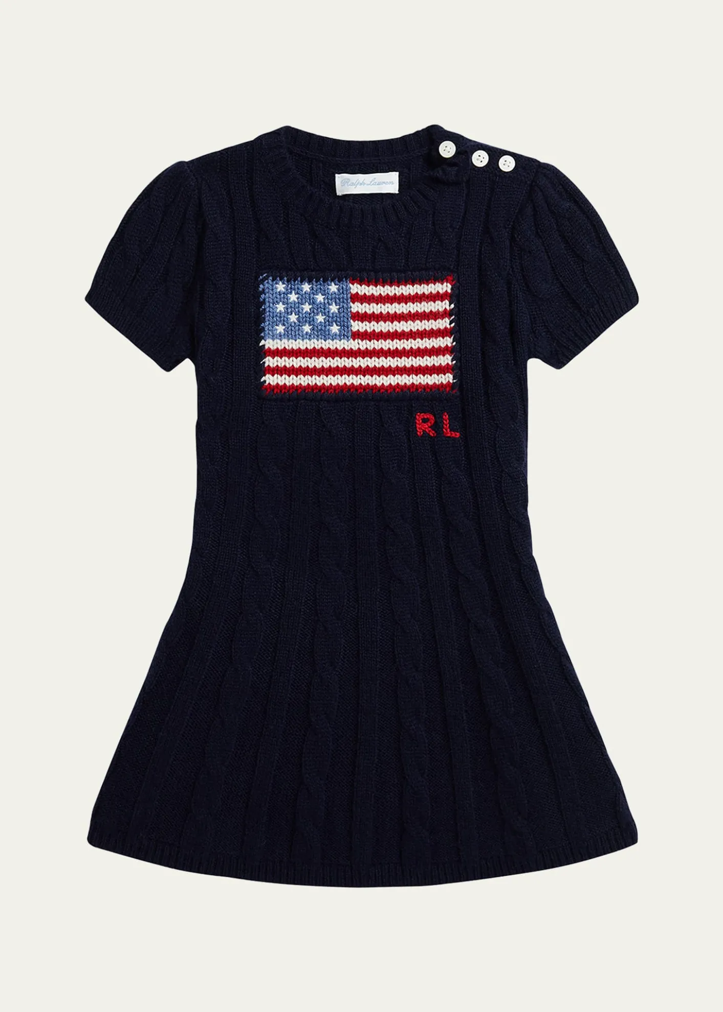Polo Ralph LaurenGirl's American Flag Cashmere Cable Knit Dress, Size 3M-24M