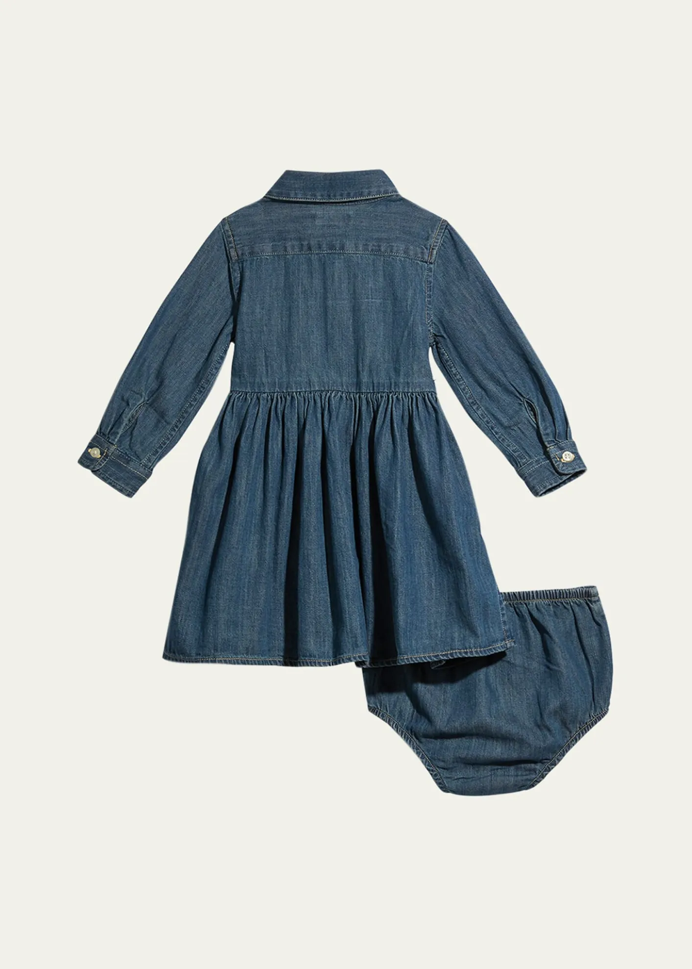 Polo Ralph LaurenGirl's Belted Fit-and-Flare Denim Shirtdress, Size 3M-24M