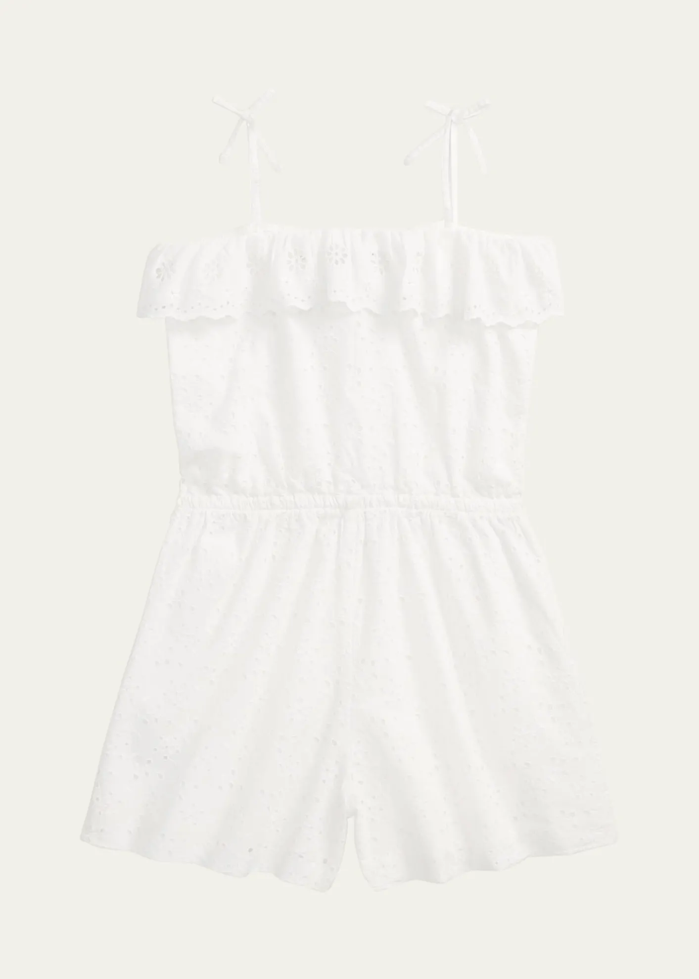 Polo Ralph LaurenGirl's Eyelet Embroidered Romper, Size 7-16