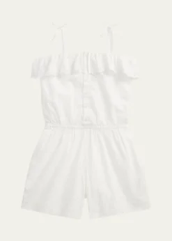Polo Ralph LaurenGirl's Eyelet Embroidered Romper, Size 7-16