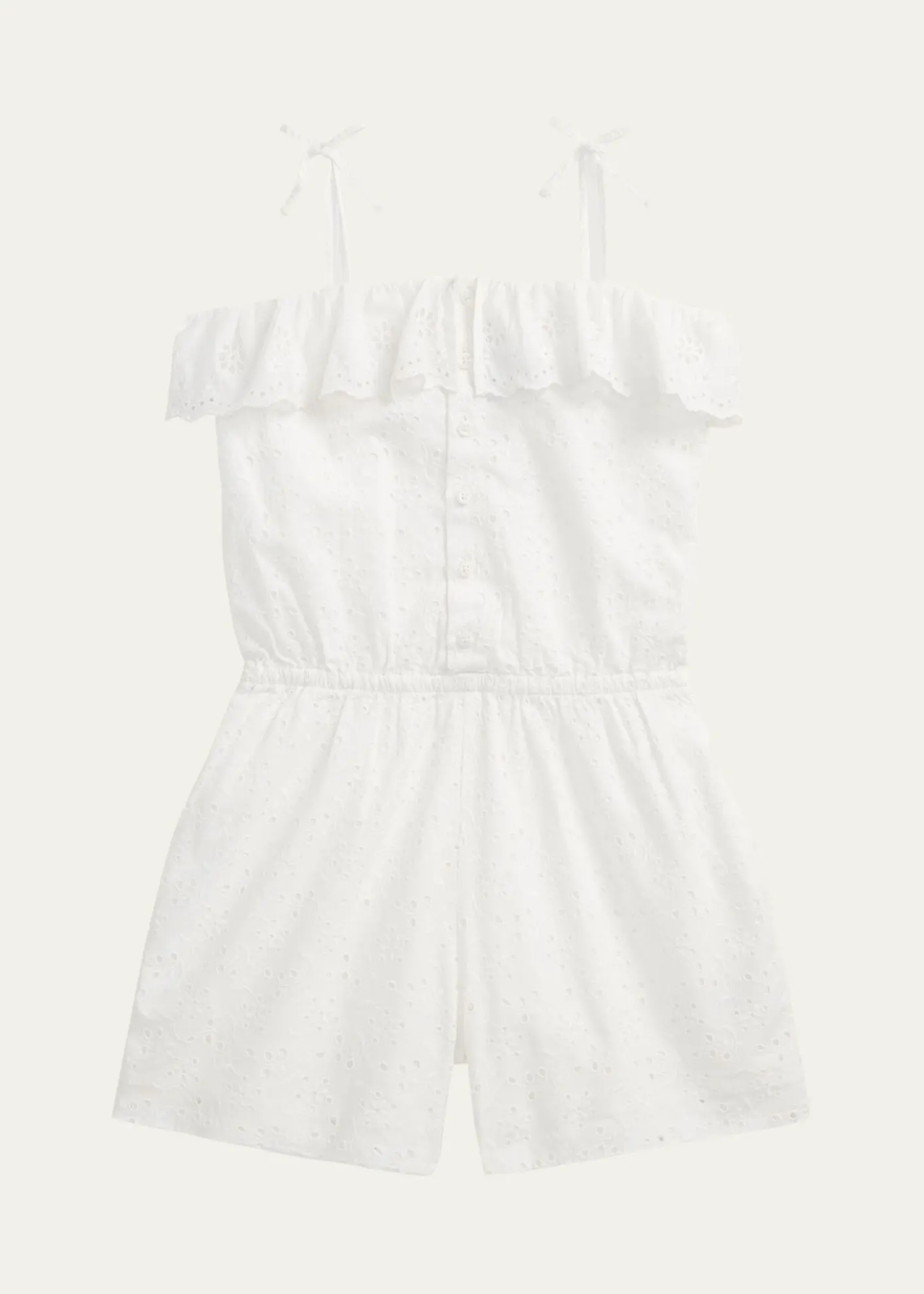 Polo Ralph LaurenGirl's Eyelet Embroidered Romper, Size 7-16