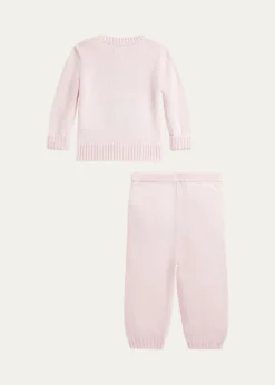 Polo Ralph LaurenGirl's Flag Bear Intarsia Knit Sweater and Pants Set, Size 3M-24M