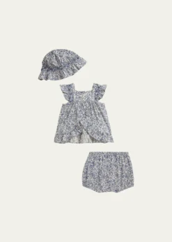 Polo Ralph LaurenGirl's Floral Cotton Dress, Bloomers & Hat Set, Size 6M-24M