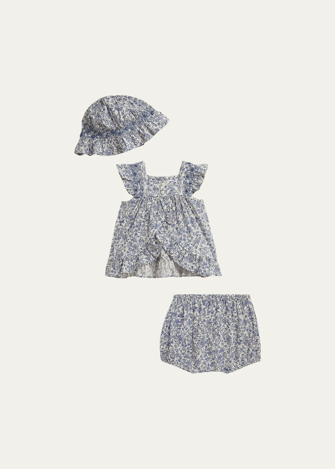 Polo Ralph LaurenGirl's Floral Cotton Dress, Bloomers & Hat Set, Size 6M-24M