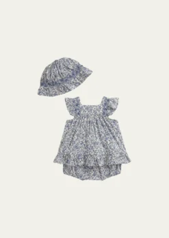 Polo Ralph LaurenGirl's Floral Cotton Dress, Bloomers & Hat Set, Size 6M-24M