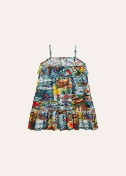 Polo Ralph LaurenGirl's Tropical-Print Ruffled Dress, Size 2-6X