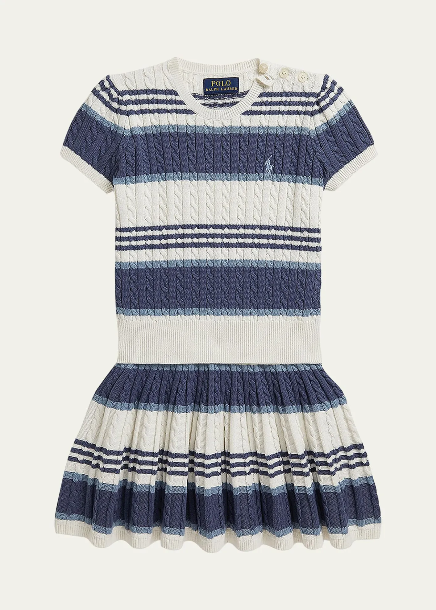 Polo Ralph LaurenLittle Girl's & Girl's Striped Cable Cotton Sweater & Skirt