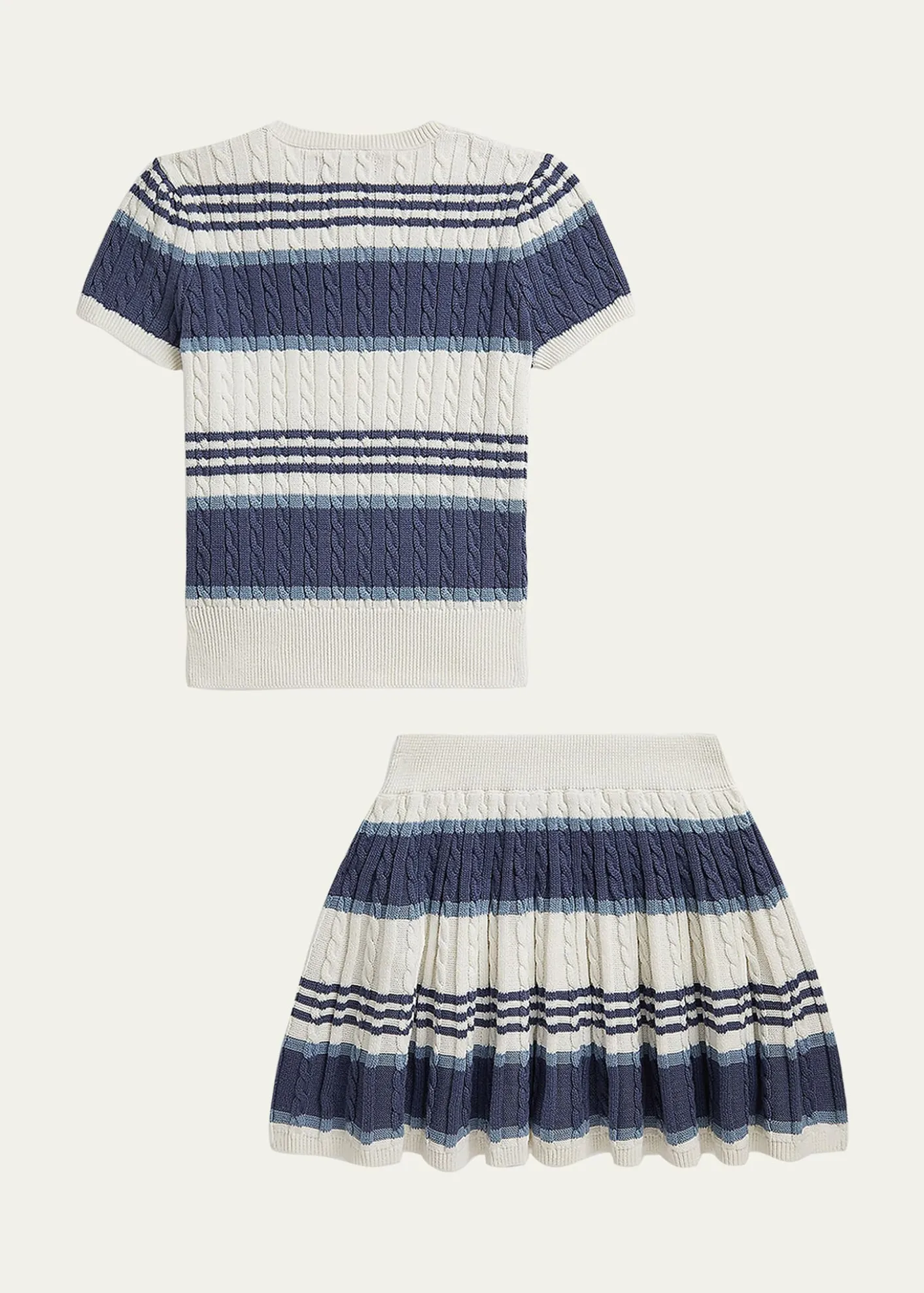 Polo Ralph LaurenLittle Girl's & Girl's Striped Cable Cotton Sweater & Skirt