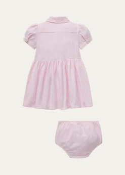 Polo Ralph LaurenYarn-Dyed Oxford Mesh Stripe Dress With Matching Bloomers, Size 3M-24M
