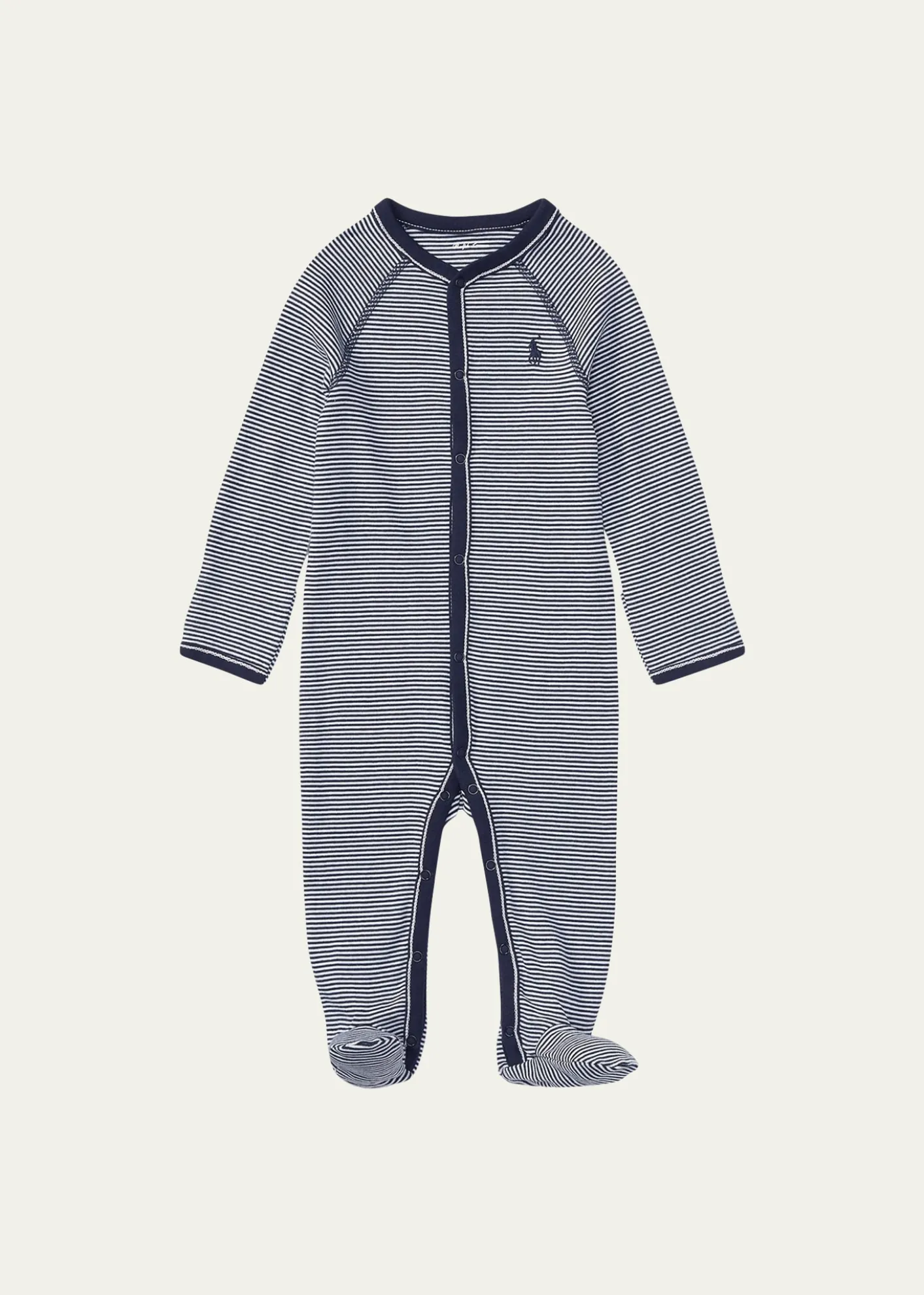 Polo Ralph LaurenYarn-Dyed Cotton Footie Coverall, Size Newborn-9 Months
