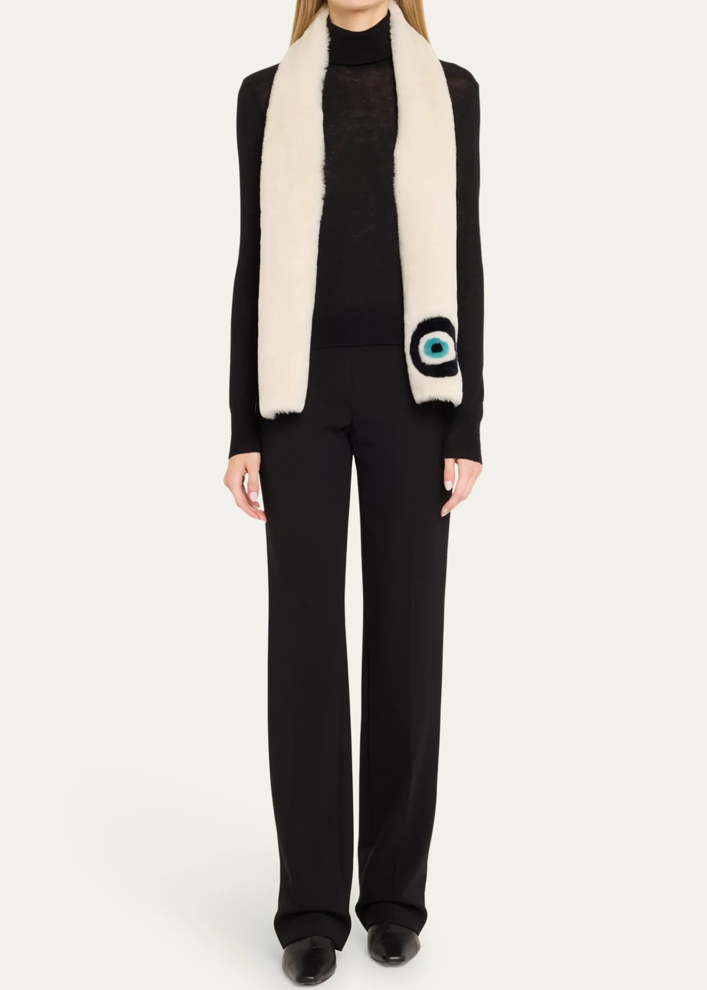 PologeorgisEvil Eye Merino Shearling Scarf