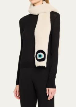 PologeorgisEvil Eye Merino Shearling Scarf